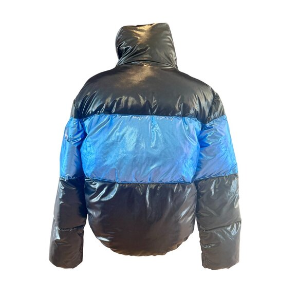 Juicy Couture Black Label Metallic Blue & Black Puffer Jacket Size M - Picture 8 of 9